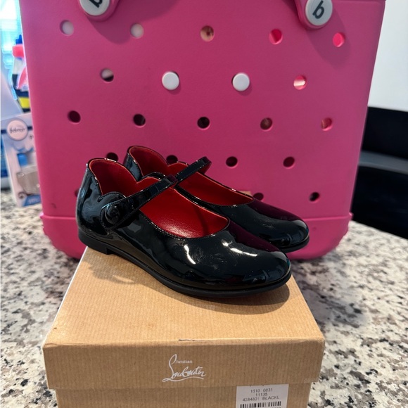 Christian Louboutin Black Patent Kids Dress Shoes